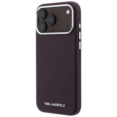 2. Etui Karl Lagerfeld Grained Elongated Logo MagSafe na iPhone 17 Pro Max / 18 Pro Max - burgundowe