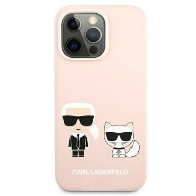 4. Etui Karl Lagerfeld Silicone Ikonik Karl&Choupette MagSafe na iPhone 13 Pro / iPhone 13 - jasnoróżowe