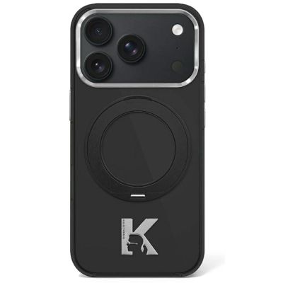 Etui Karl Lagerfeld IML Ring Stand 360 Kameo Metal MagSafe na iPhone 17 Pro Max / 18 Pro Max - czarne