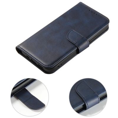 2. Etui portfel z klapką podstawką do iPhone 15 Plus Magnet Case - niebieski