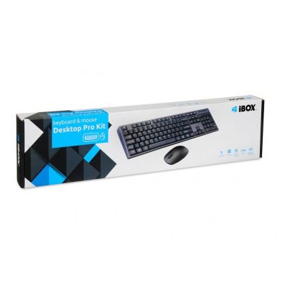 11. Zestaw klawiatura + mysz IBOX DESKTOP PRO KIT IKMS606W (USB 2.0; (US); kolor czarny; optyczna; 1200 DPI)