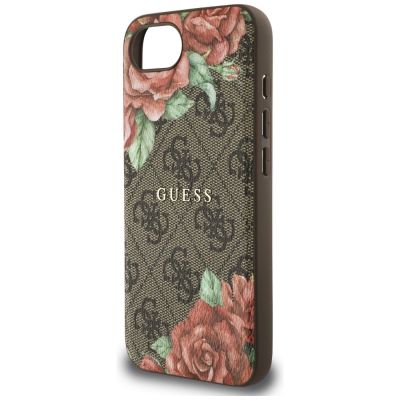 6. Etui Guess 4G Flowers Print MagSafe na iPhone 16e - brązowe