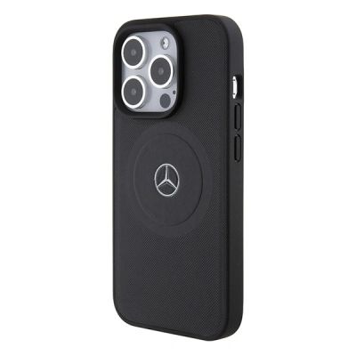 2. Etui Mercedes Benz Crossed Lines Pattern Leather MagSafe na iPhone 15 Pro - czarne