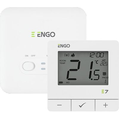 Programowany bezprzewodowy regulator temperatury ENGO Controls E7-RFW, biały