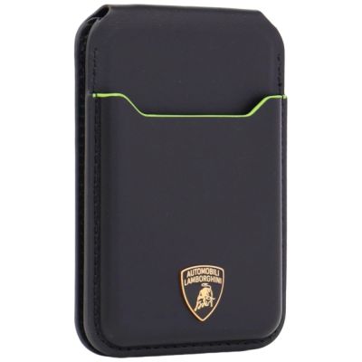 2. Portfel magentyczny Lamborghini D1 Genuine Leather MagSafe na telefon - czarno-zielony