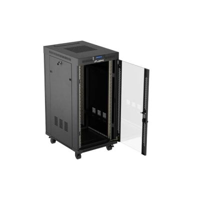 18. LANBERG SZAFA INSTALACYJNA RACK STOJĄCA 19" 24U 600X800 CZARNA DRZWI PRZESZKLONE LCD (FLAT PACK) V2