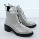6. Skórzane botki damskie na klocku lakierowane szare Jezzi 24172-3