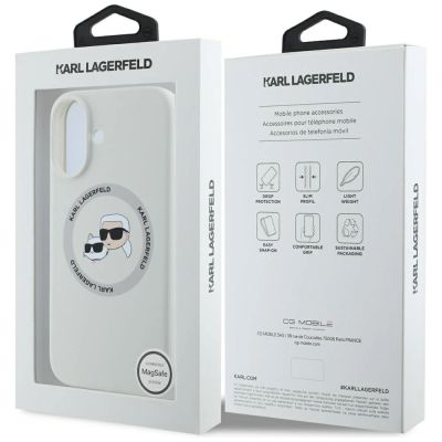 8. Etui Karl Lagerfeld Silicone Double Heads And Circle MagSafe do iPhone 16 beżowy