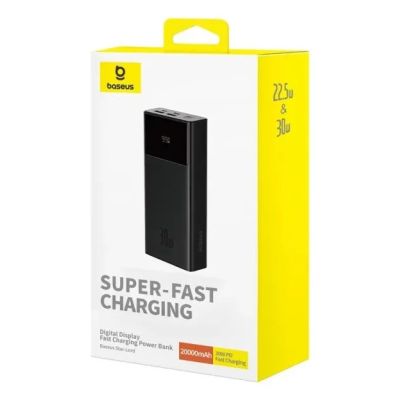 3. Powerbank Baseus Star-Lord 20000mAh 30W z wyświetlaczem i kablem Baseus Simple USB-A - USB-C 3A 30cm - czarny