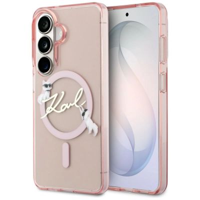 Etui Karl Lagerfeld IML KC Script MagSafe na Samsung Galaxy S26 - różowe