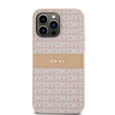 3. Etui DKNY Leather Mono Stripe & Metal Logo na iPhone 14 Pro Max - różowe