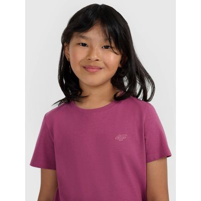 4. T-shirt regular gładki dziewczęcy 4F 4FJRAW25TTSHF3233-50S