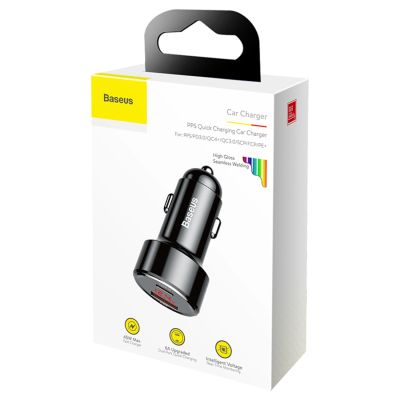 6. Ładowarka samochodowa Baseus Magic Series 45 W z wyświetlaczem 1x USB-A + 1x USB-C - czarna