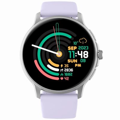 5. Smartwatch Damski GRAVITY GT12-6 Fioletowy Pasek Silikonowy + Srebrna Bransoleta