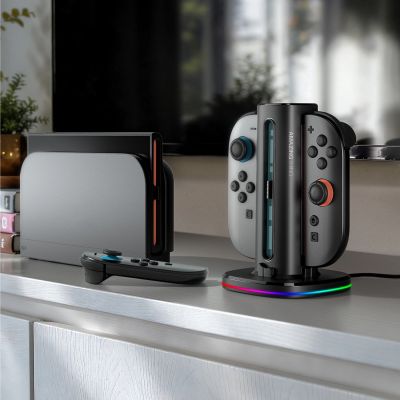 10. Stacja ładująca AMAZINGTHING Thunder Pro PlayDock Charger do kontrolerów Nintendo Switch 2 - czarna