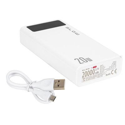 5. BLOW POWER BANK 20000MAH QC+PD 20W + LIGHTNING BIAŁY PB20E