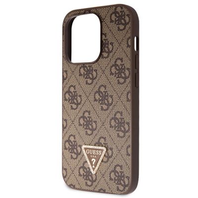 7. Etui Guess Crossbody 4G Metal Logo na iPhone 14 Pro - brązowe