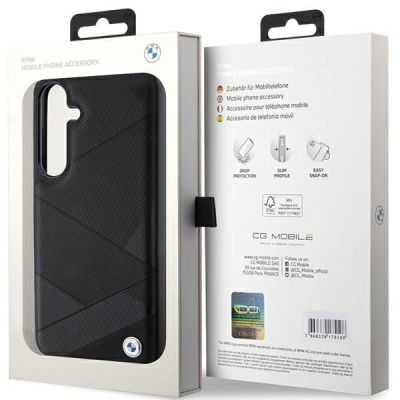 8. Etui BMW Signature Leather Crossing Lines Pattern na Samsung Galaxy S24+ - czarne