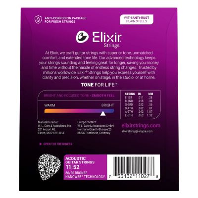 2. Elixir 11027 Custom Light (11-52) NW - Struny do gitary akustycznej