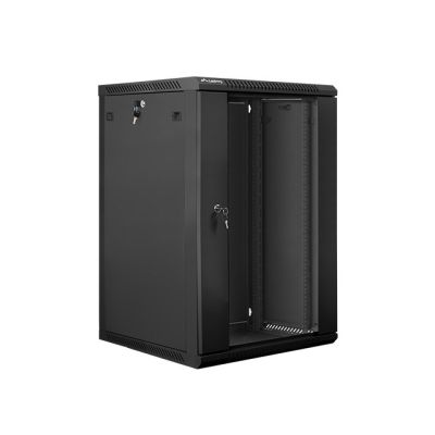 2. Szafa rack Lanberg WF01-6618-10B (18U; 901mm / 600mm / 600 mm; wisząca; Szklane; 19''; kolor czarny)