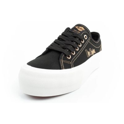3. Lee Cooper buty sportowe damskie trampki platforma czarne ze złotym