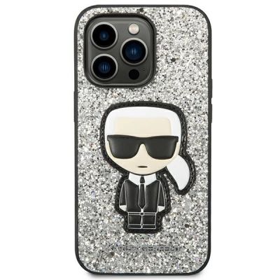 3. Etui Karl Lagerfeld Glitter Flakes Ikonik na iPhone 14 Pro - srebrne