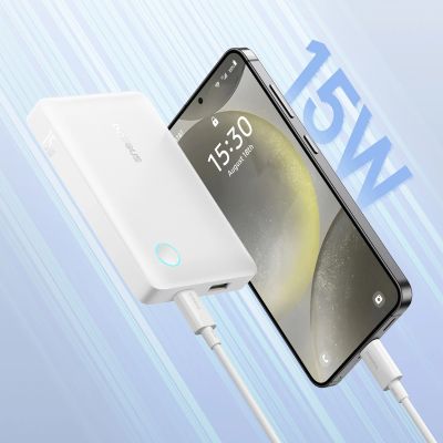13. Powerbank Baseus EnerFill FP11 10000mAh 15W z białym kablem USB-C 20V/3A 30cm - biały