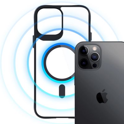 4. Etui 3mk Satin Armor MagCase z MagSafe na iPhone 12 Pro Max - przezroczyste z czarną ramką