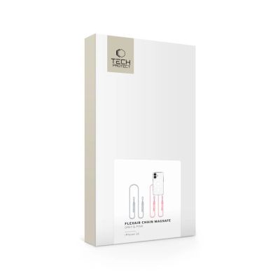 6. Etui Tech-Protect Flexair Chain MagSafe na iPhone 16 - przezroczyste  + 2 smycze (różowa i szara)