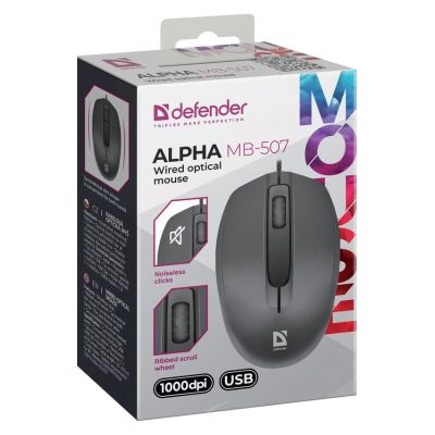 4. DEFENDER MYSZ ALPHA MB-507 SILENT CZARNA 1000dpi 3P