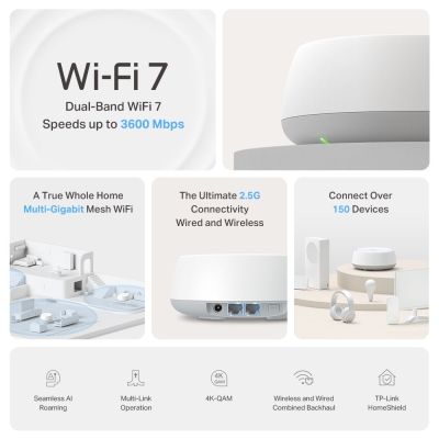 2. TP-Link DECO BE25(3-PACK) siatkowy system wi-fi Dual-band (2.4 GHz/5 GHz) Wi-Fi 7 (802.11be) Biały 2 Wewnętrzny