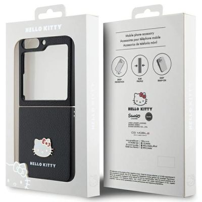 8. Etui Hello Kitty Metal Logo Kitty Head na Samsung Galaxy Z Flip 5 - czarne