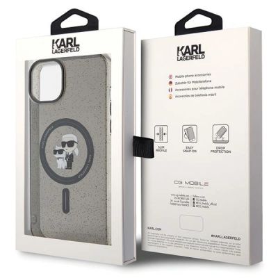 8. Etui Karl Lagerfeld Karl&Choupette Glitter MagSafe na iPhone 15 - czarne