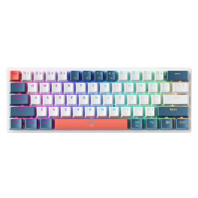 2. Klawiatura gamingowa Machenike K500-B61 przewodowa mechaniczna podświetlana Red Switch - biało-niebieska