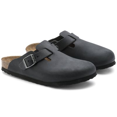 8. Chodaki damskie/męskie Birkenstock Boston Black olejowana skóra klapki narrow wąskie (0059463)