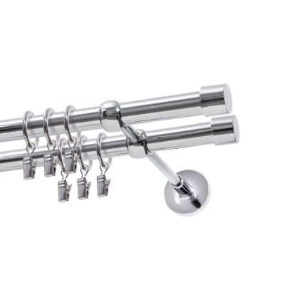 KARNISZ PODWÓJNY FI 19 MM  CHROM 320 CM LUNA Z KÓŁKAMI KOWALSKI