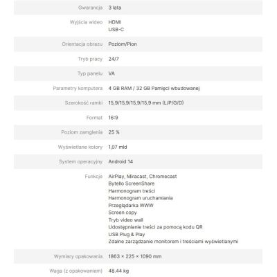 25. AVTEK MONITOR INFORMACYJNY DS2 75"