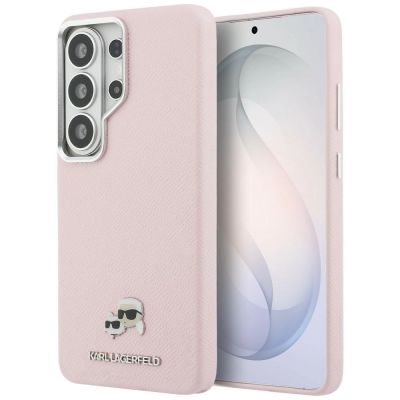 Etui Karl Lagerfeld Saffiano KC Metal Logo MagSafe na Samsung Galaxy S26 Ultra - różowe