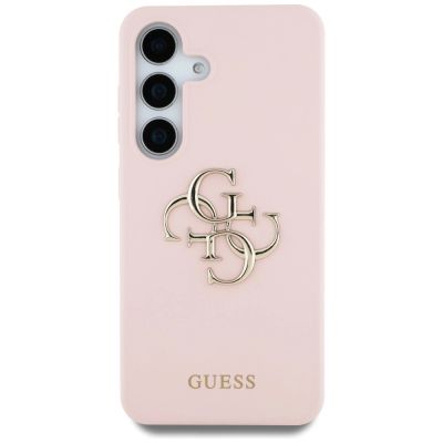3. Etui Guess Silicone Big 4G Logo Bottom Script na Samsung Galaxy S25 - różowe