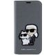 3. Etui Karl Lagerfeld Saffiano Karl&Choupette na iPhone 14 - srebrne