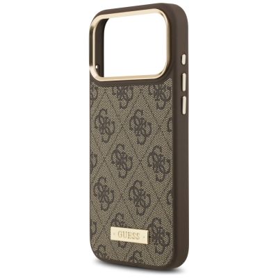 6. Etui Guess 4G Logo Plate MagSafe na iPhone 17 Pro Max - brązowe