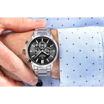 5. Zegarek Męski Giewont Chronograph Sapphire Srebrno Czarny GW8510-B1