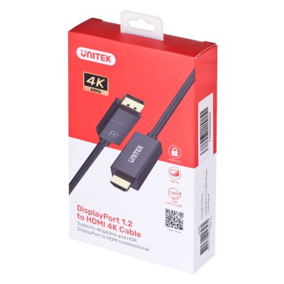 3. UNITEK ADAPTER KABEL DP 1.2 - HDMI, 4K 60HZ, 1,9M
