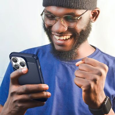 7. Carbon Case etui iPhone 14 Pro elastyczny żelowy pokrowiec na tył plecki niebieski