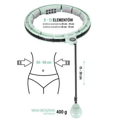11. Hula Hop HMS HHM13 z magnesami, obciążeniem i licznikiem zielony