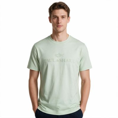 Paul&Shark męski T-shirt z bawełny i lyocellu — miętowy (26411007-574)