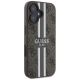 12. Etui Guess 4G Printed Stripes MagSafe na iPhone 16 - brązowe