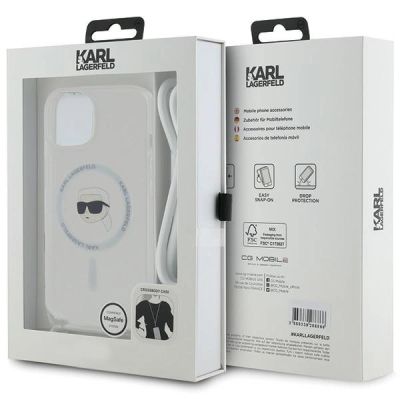 7. Etui Karl Lagerfeld Crossbody IML Karl Head MagSafe na iPhone 15 / 14 / 13 - przezroczyste
