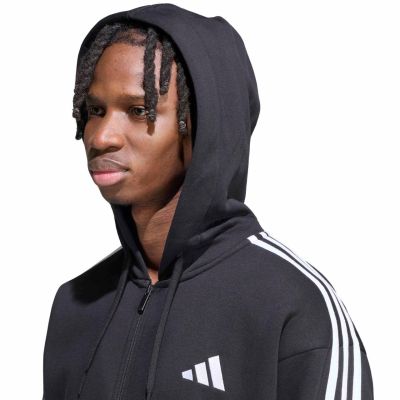 4. Bluza męska adidas Essentials 3-Stripes Fleece Full-Zip Hoodie czarna KY6559