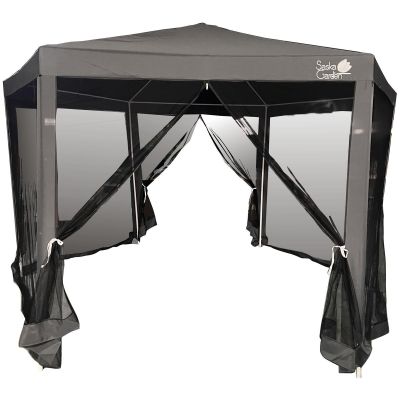 14. PAWILON OGRODOWY SZEŚCIOKĄTNY 2x2x2x2.5M Z MOSKITIERĄ SZARY